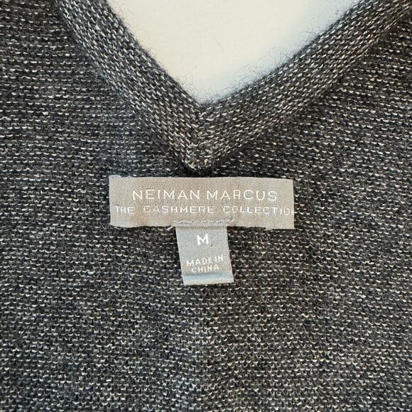 Neiman Marcus Cashmere Pullover Sweater Tunic Dolman Sleeve Dark Gray Silver M - Picture 8 of 10